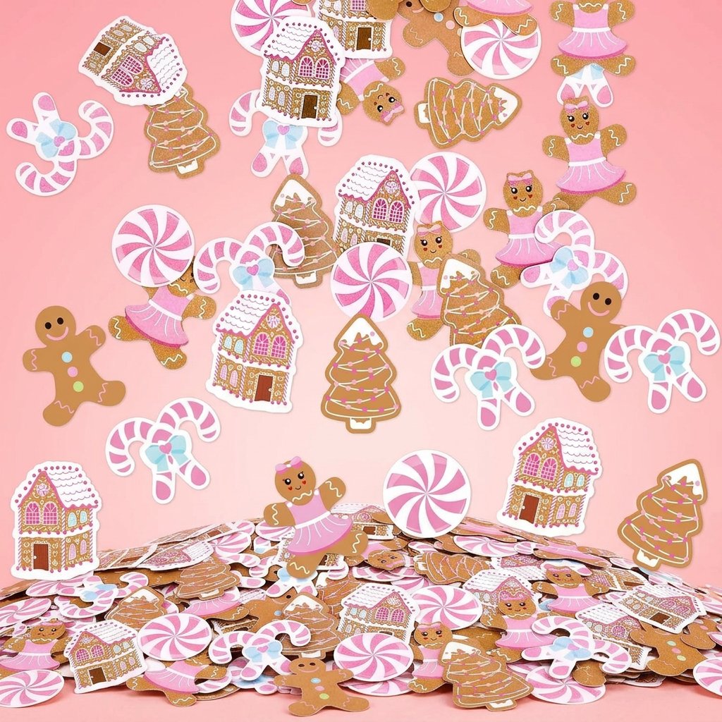 Papercraft Supply Confetti - 330Pcs Pink Gingerbread Christmas Confetti Candy