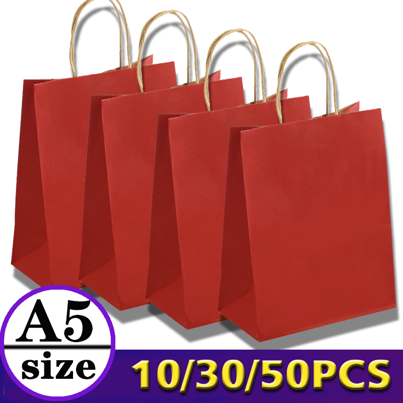 Event Party Shop - Wholesale 30/50pcs Red Kraft Paper Bag