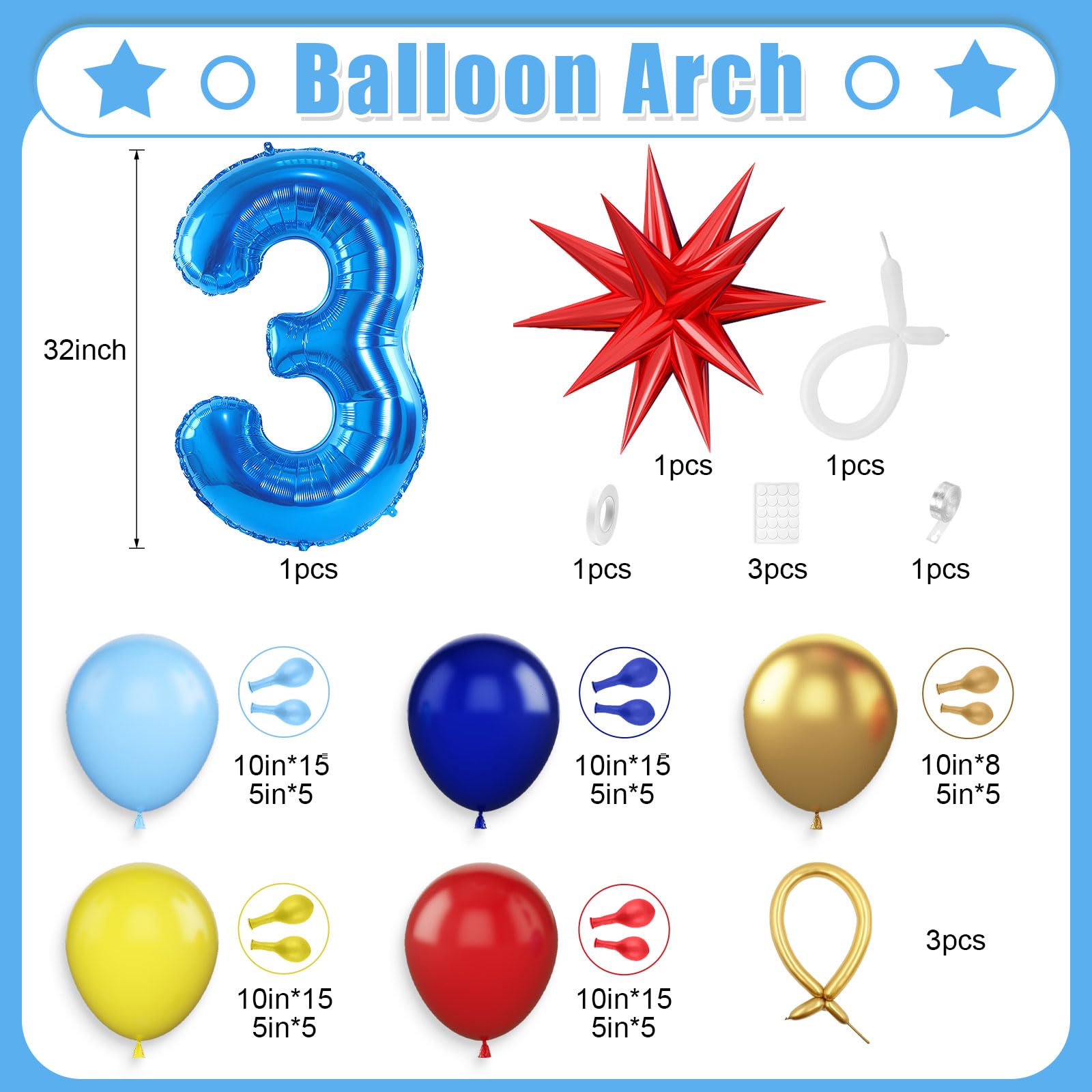 Red, Yellow and Blue Latex Bal - Balloon Arch Kit review and price