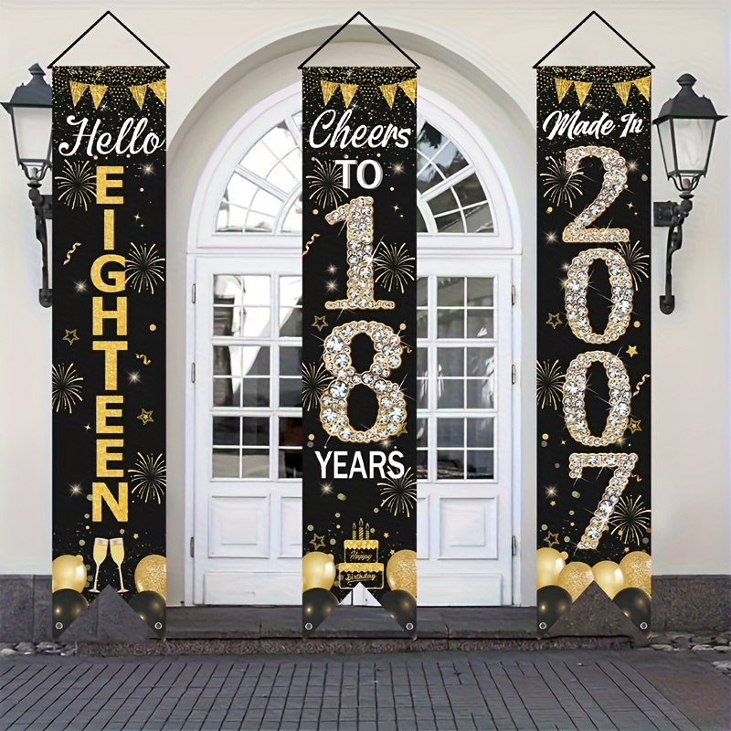 2D 3Pcs 18th Birthday Door Ban - Party Banner Gold review and price