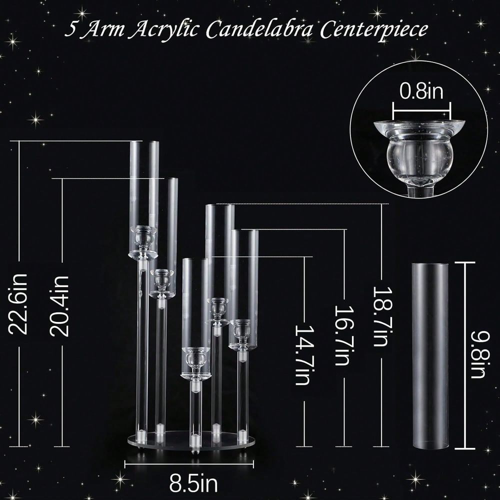 5 Arm Acrylic Candelabra For T - Centerpiece Stick review and price