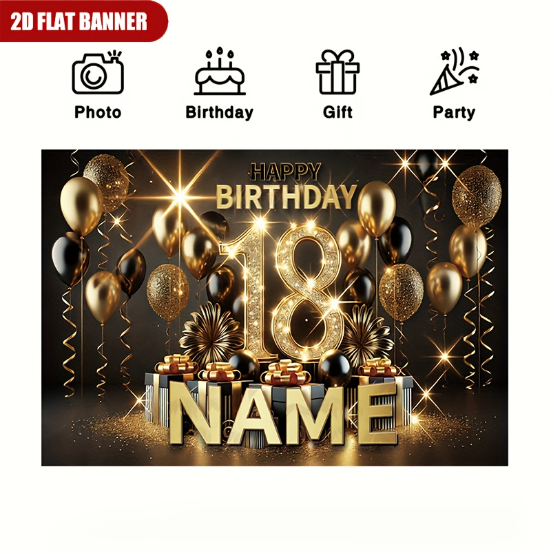 1pc Luxury Black Gold Happy 18 - Party Banner Gold review and price
