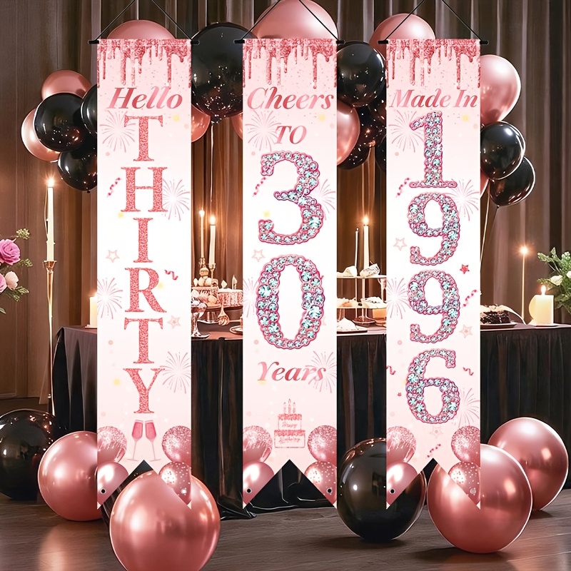 2D Flat 3Pcs Pink Gold 30th Bi - Party Banner Gold review and price