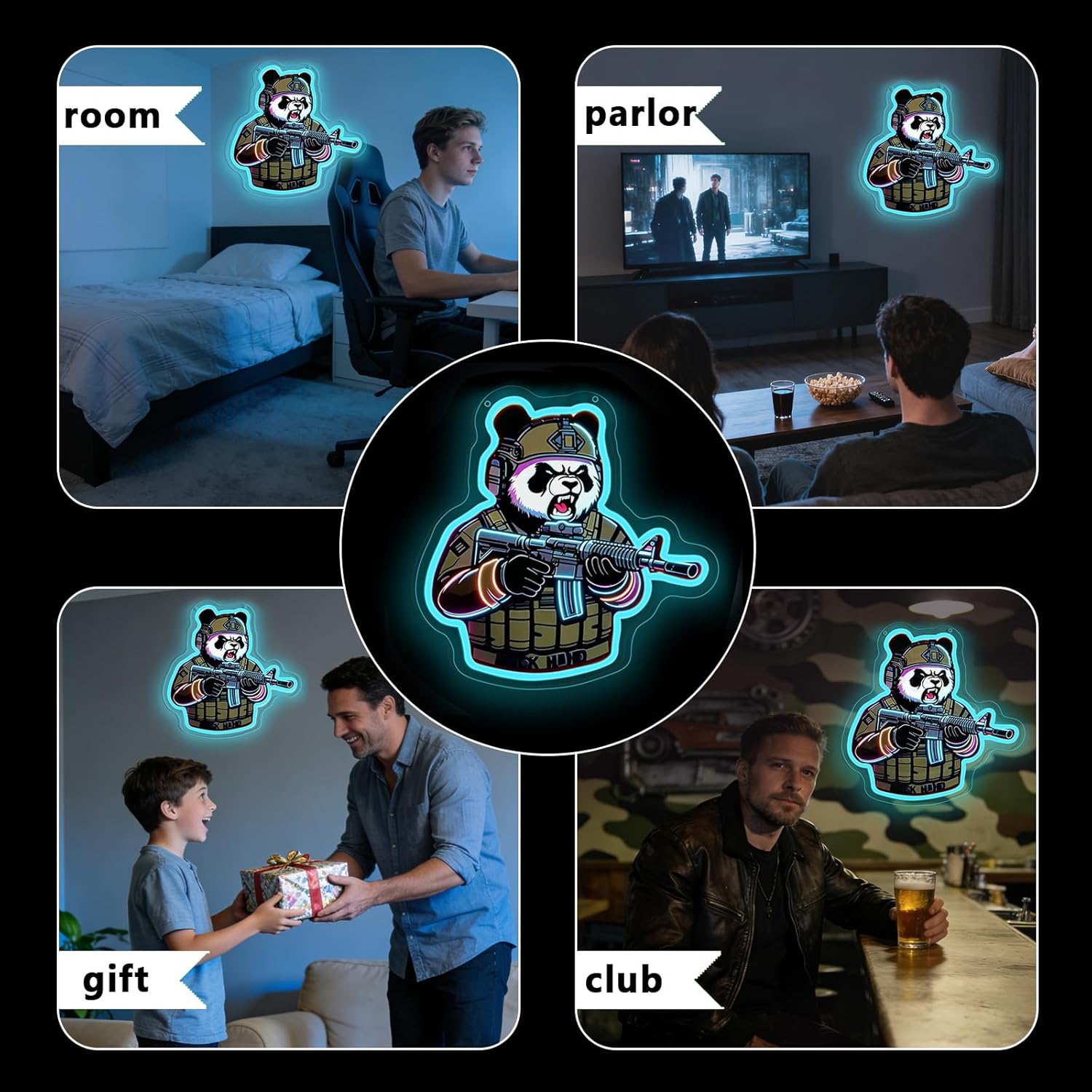Tactical Panda Neon Sign USB P - Neon Sign Party review and price