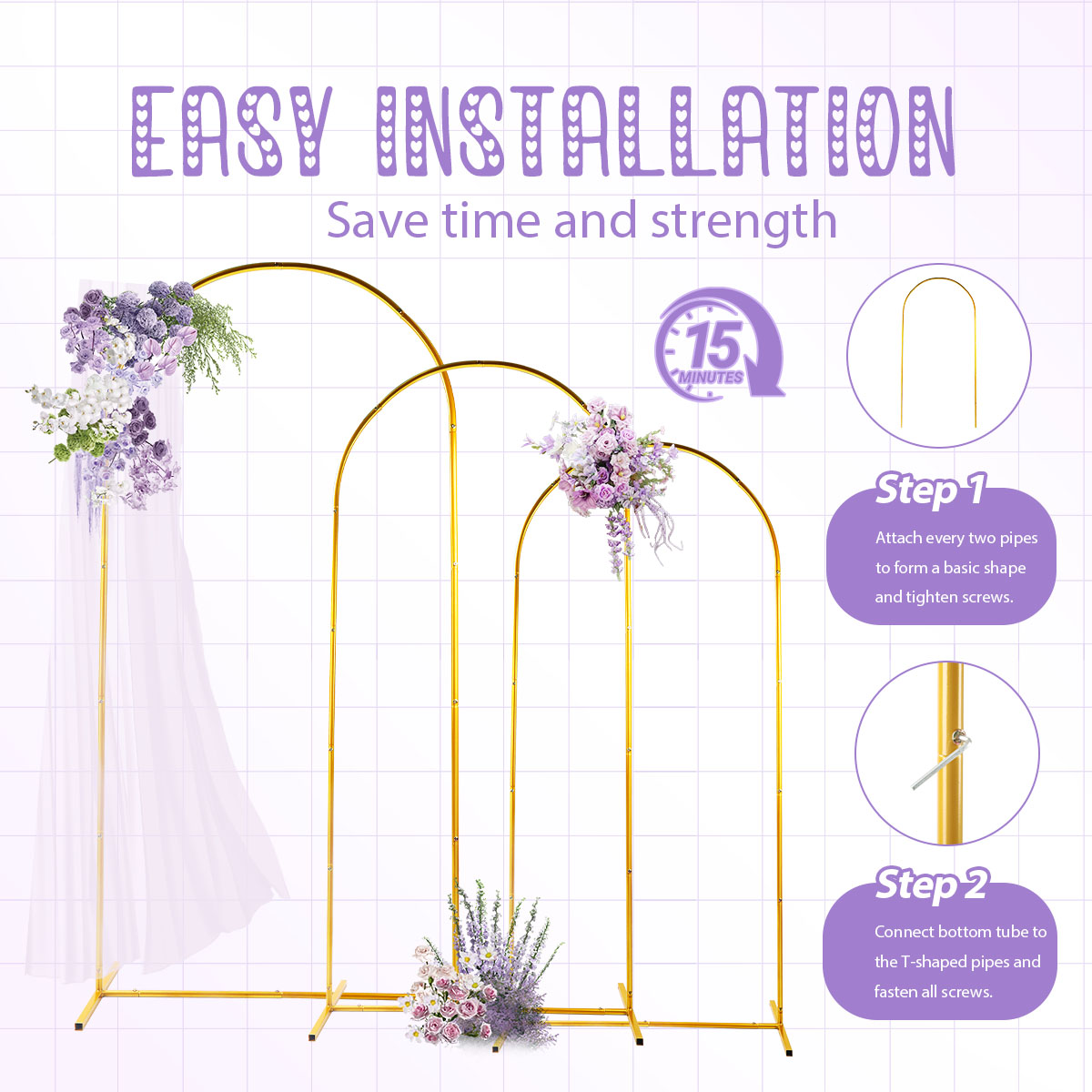 3Pack Golden Metal Arch Kits,  - Balloon Arch Kit review and price